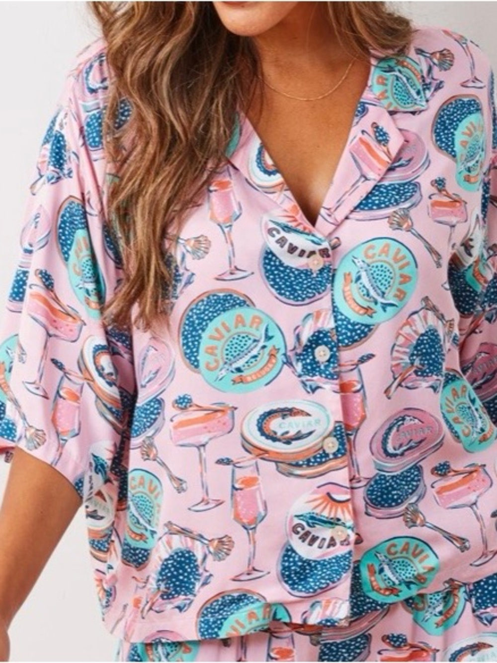 Printfresh Pink Caviar Print Pajama Set Top